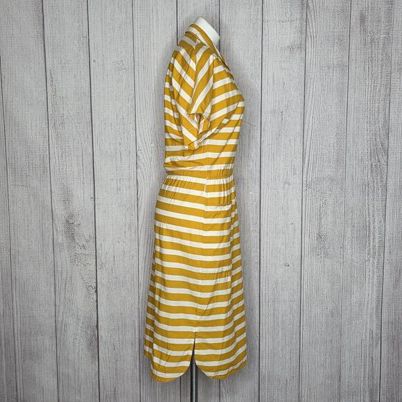 VTG 80s Katie MFG Mustard Stripe Dolman Pocket Dress ILGWU USA, sz Medium - Picture 4 of 9